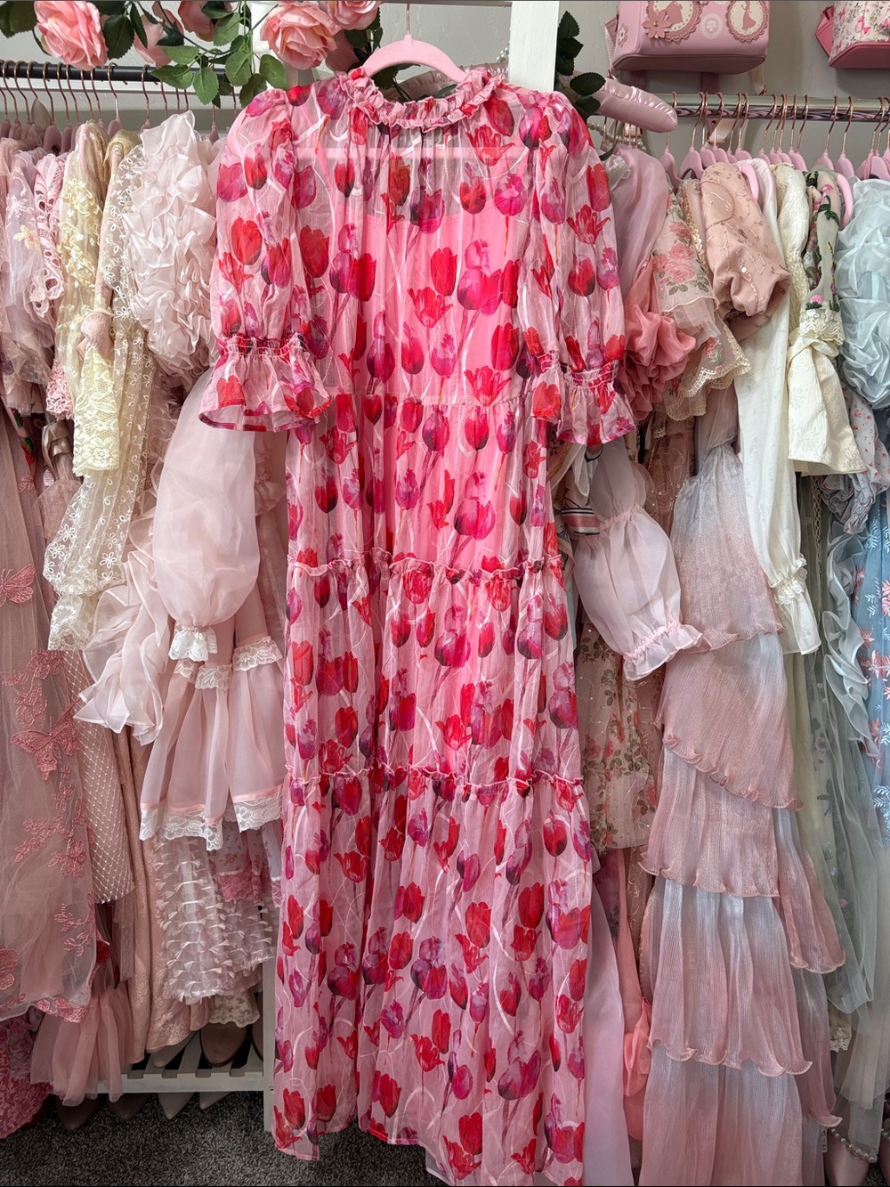 Eva Franco Pink Floral Maxi Dress